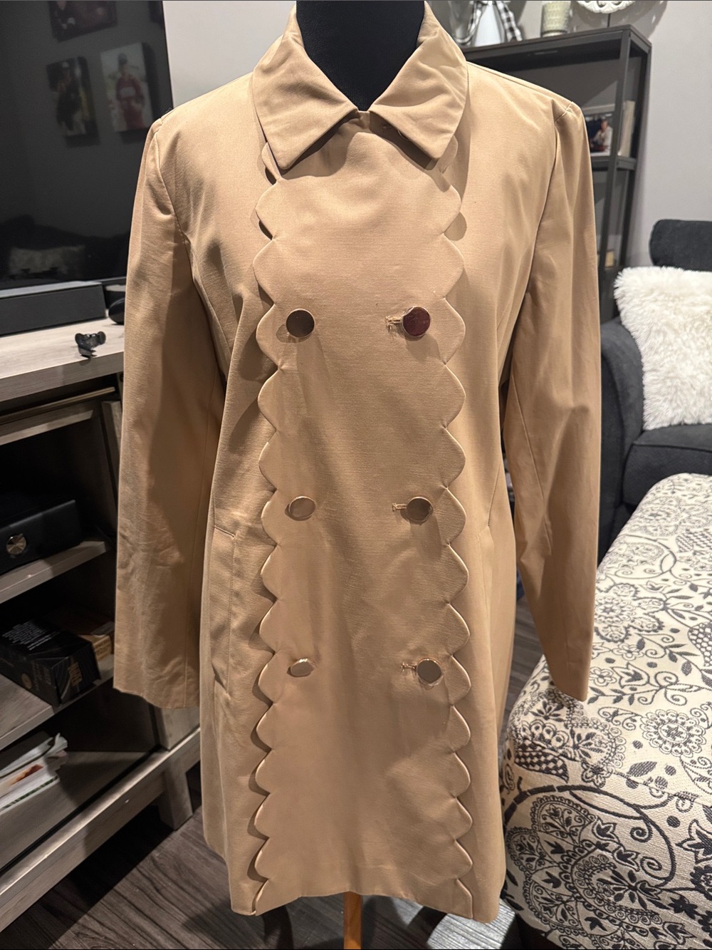NEW Beige Women's Scalloped Coat by Crown & Ivy